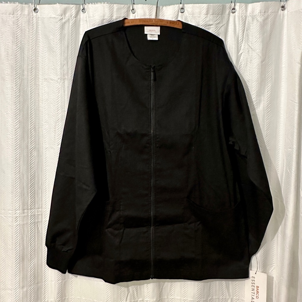 Black comfort, stretch, zip up jacket/scrub